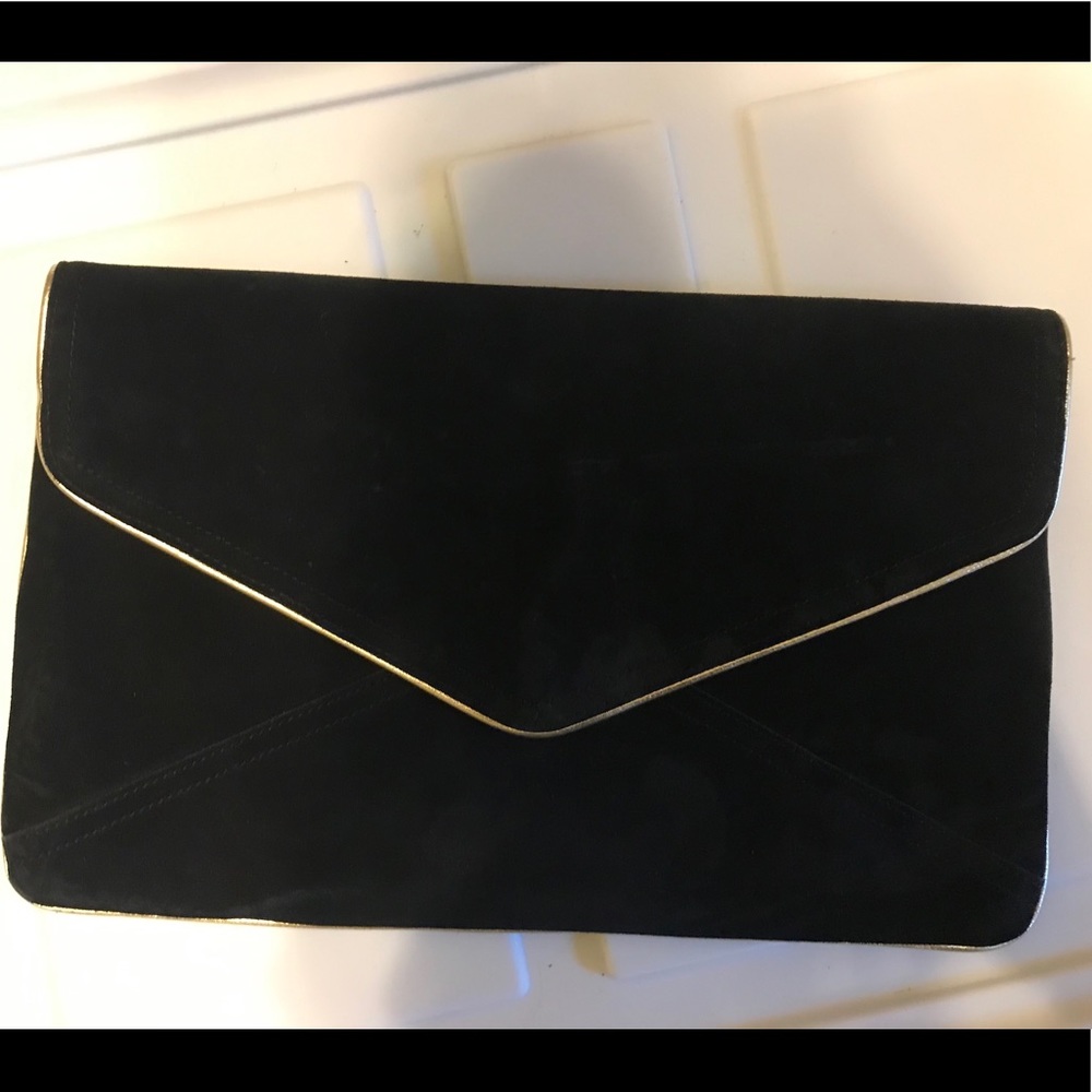 Black Suede Envelope Clutch